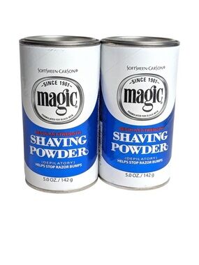 Lot of 2 SoftSheen-Carson Magic Shaving Powder Regular Strength Blue 5 oz Can